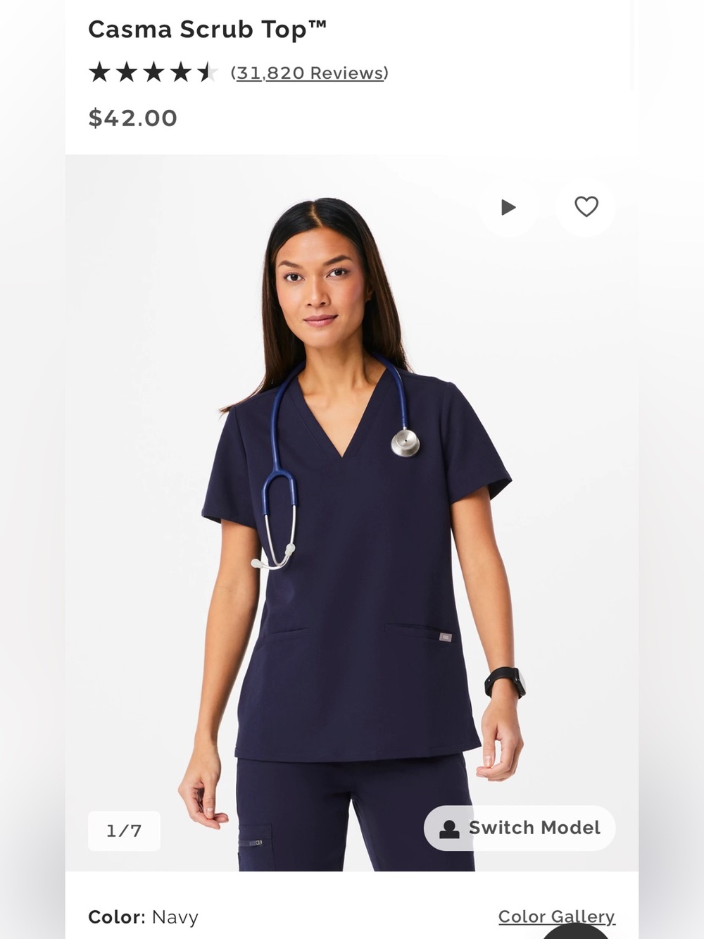 Figs Casma Scrub Top